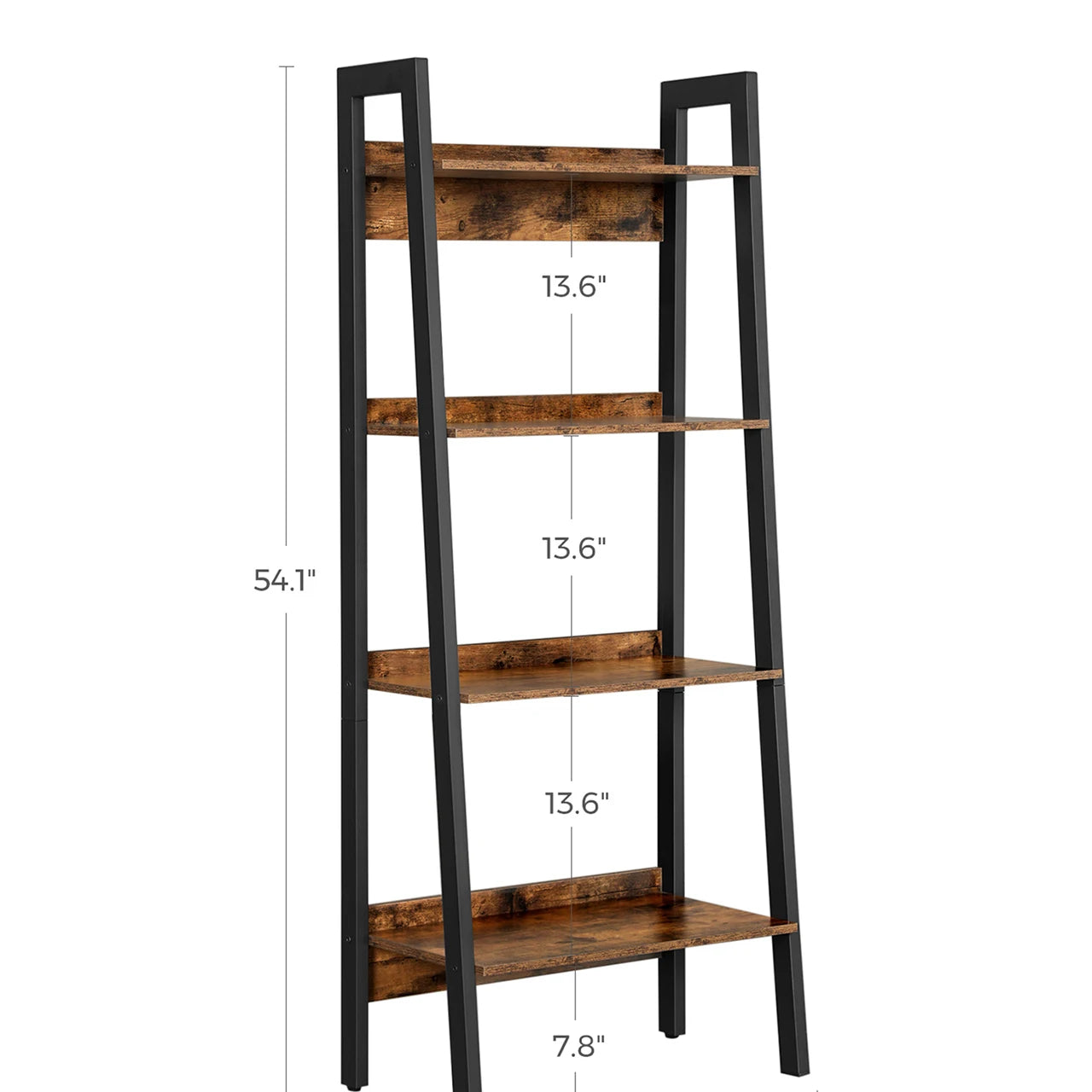 VASAGLE Ladder Shelf, 4-Tier Narrow Shelf, Bookshelf for Home Office, Living Room, Bedroom, Kitchen, Industrial